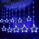 Χριστουγεννιάτικα Φωτάκια Κουρτίνα Αστεράκια Ψυχρό Χρώμα 10LED 3m
