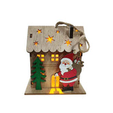 Ξύλινο Σπιτάκι με Φως και Άγιο Βασίλη 9,5x9cm 6 τεμάχια