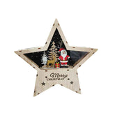 Ξύλινο Αστέρι με Φως και Σχέδιο Άγιου Βασίλη 22cm