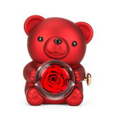 Αρκουδάκι αγίου Βαλεντίνου Κόκκινο (ΧΩΡΙΣ ΤΟ ΚΟΣΜΗΜΑ) με περιστρεφόμενο τριαντάφυλλο και θήκη κοσμημάτων