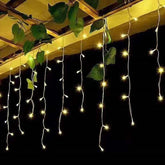 Χριστουγεννιάτικα Λαμπάκια Κουρτίνα 100 LED Θερμό Χρώμα με Διαφανές Καλώδιο 3m 40x50x60cm