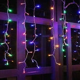 Χριστουγεννιάτικα Λαμπάκια Κουρτίνα 100LED Πολύχρωμο Χρώμα με Διαφανές Καλώδιο 3m 40x50x60cm