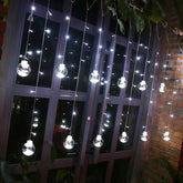 Χριστουγεννιάτικα Λαμπάκια Κουρτίνα Με Μπάλες σε Λευκό χρώμα 10 LED 3μ.