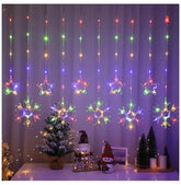 Χριστουγεννιάτικα Φωτάκια Κουρτίνα Χιονονιφάδες & Αστεράκια Πολύχρωμα 3μ.