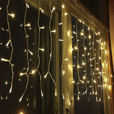 Χριστουγεννιάτικα Λαμπάκια Κουρτίνα LED θερμό χρώμα με Διαφανές Καλώδιο 96 LED 3m x 60cm