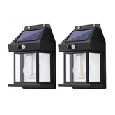 2 τεμάχια Επιτοίχιο ηλιακό φωτιστικό κήπου με ανιχνευτή κίνησης και Φωτοκύτταρο IP65