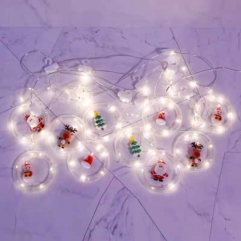 LED Χριστουγεννιάτικα φωτάκια κουρτίνα με φιγούρες ψυχρό φως 3m