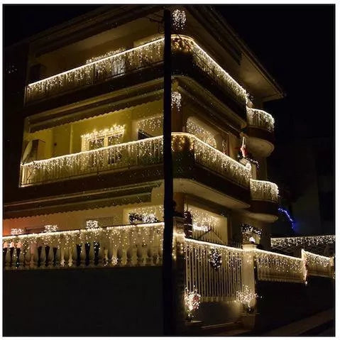 Χριστουγεννιάτικα Λαμπάκια Κουρτίνα 100 LED Θερμό Χρώμα με Διαφανές Καλώδιο 3m 40x50x60cm