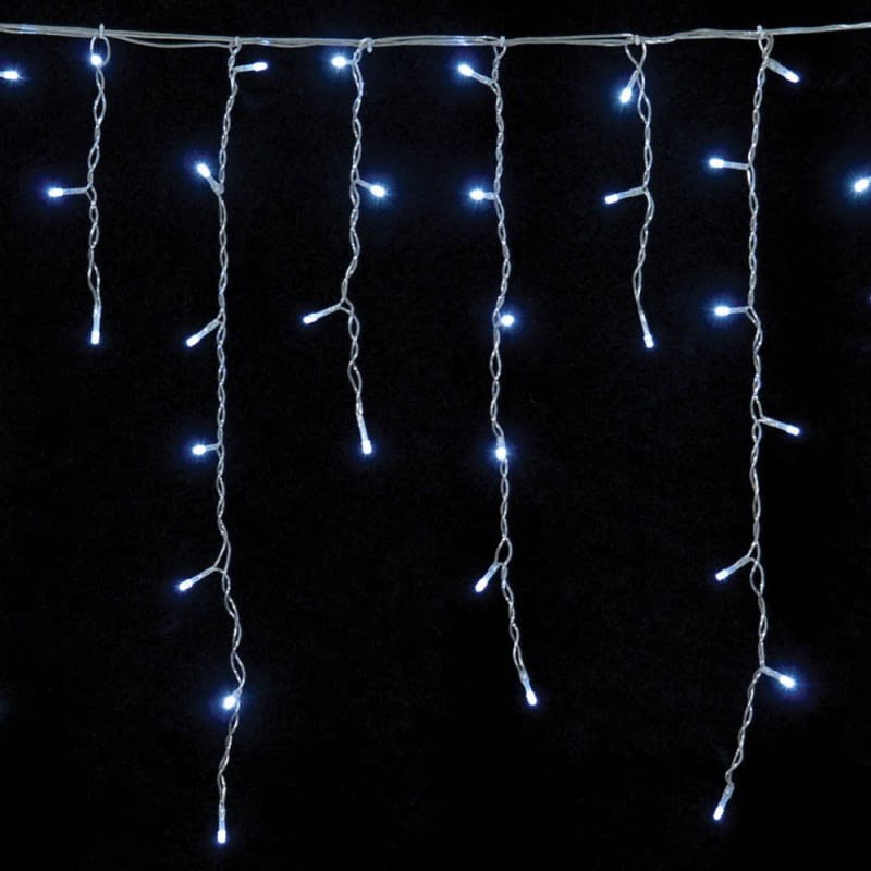 Χριστουγεννιάτικα Λαμπάκια Κουρτίνα 100LED Ψυχρό Χρώμα με Διαφανές Καλώδιο 3m 40x50x60cm