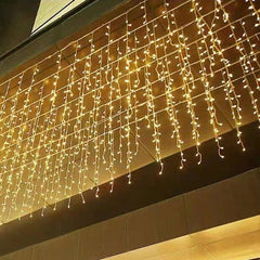 Χριστουγεννιάτικα Λαμπάκια Κουρτίνα 100 LED Θερμό Χρώμα με Διαφανές Καλώδιο 3m 40x50x60cm