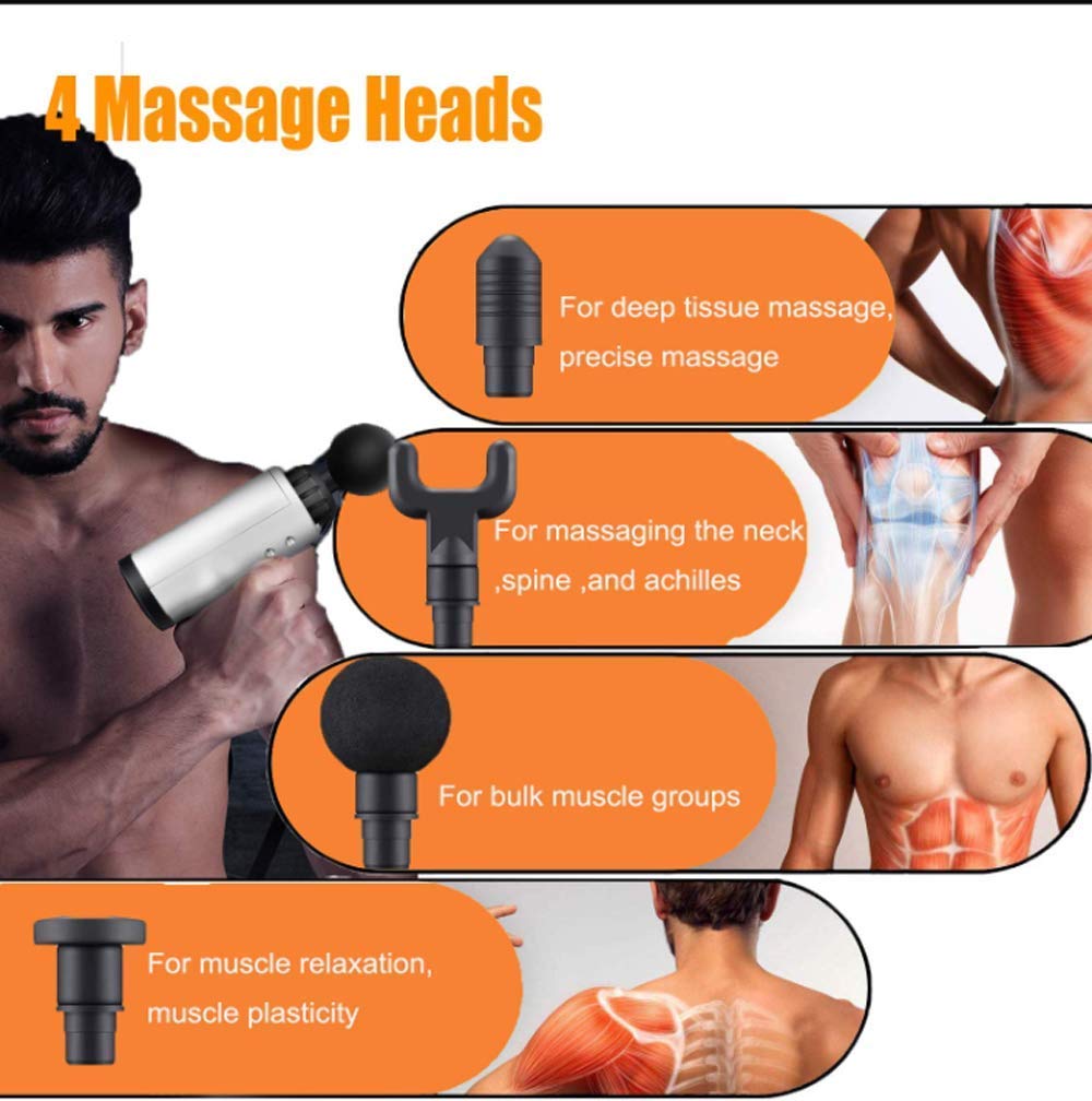 Massage Gun Συσκευή Μασάζ Για όλο Το Σώμα Με 4 Κεφαλές