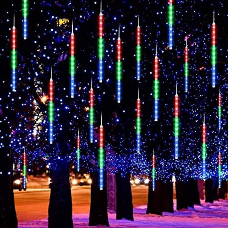 Χριστουγεννιάτικη LED Βροχή Μετεωριτών 8τμχ x 50cm Πολύχρωμος RGB Φωτισμός - Βροχή Μετεωριτών