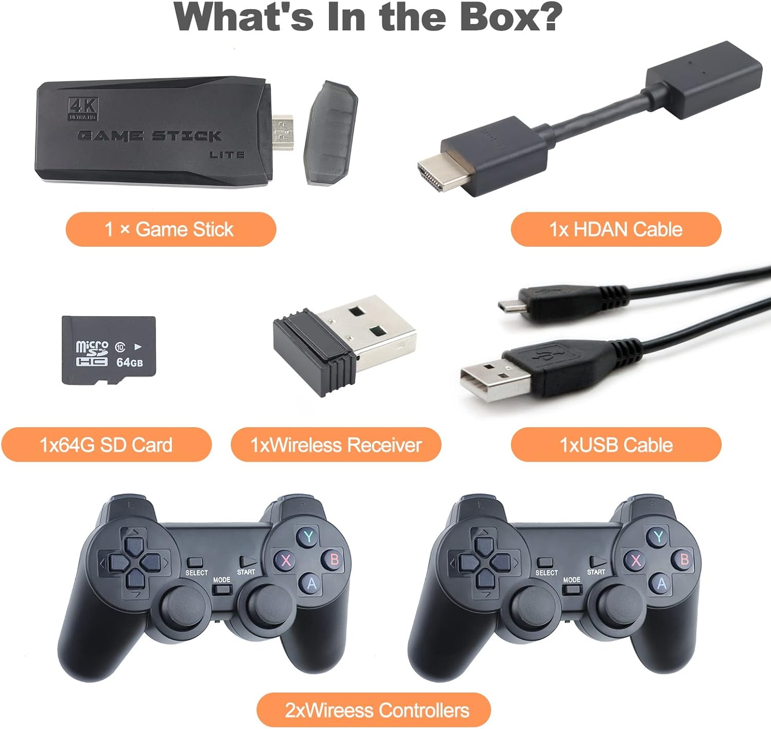 Κονσόλα Παιχνιδιών Game Stick 4K με 20.000+ Ρετρό Παιχνίδια και 2 Ασύρματα Χειριστήρια