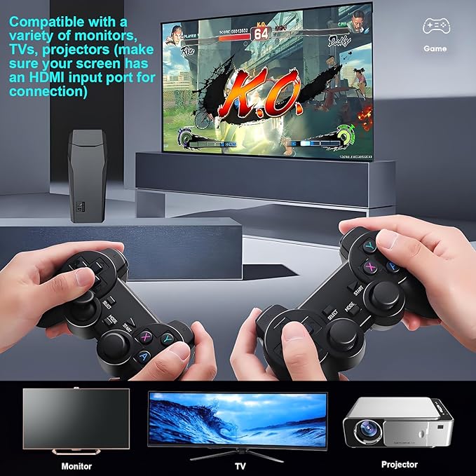 Κονσόλα Παιχνιδιών Game Stick 4K με 20.000+ Ρετρό Παιχνίδια και 2 Ασύρματα Χειριστήρια