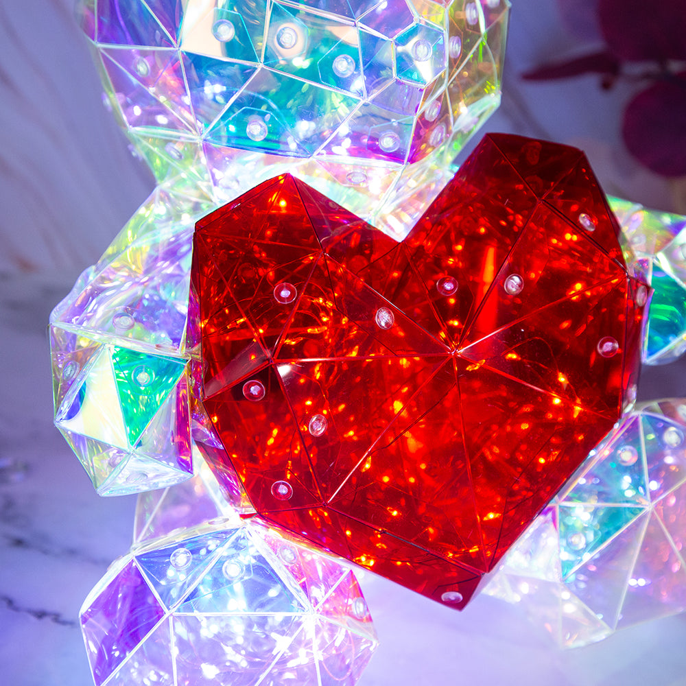 Αρκουδάκι LED 24×14 cm με κόκκινη καρδιά σε κουτί δώρου