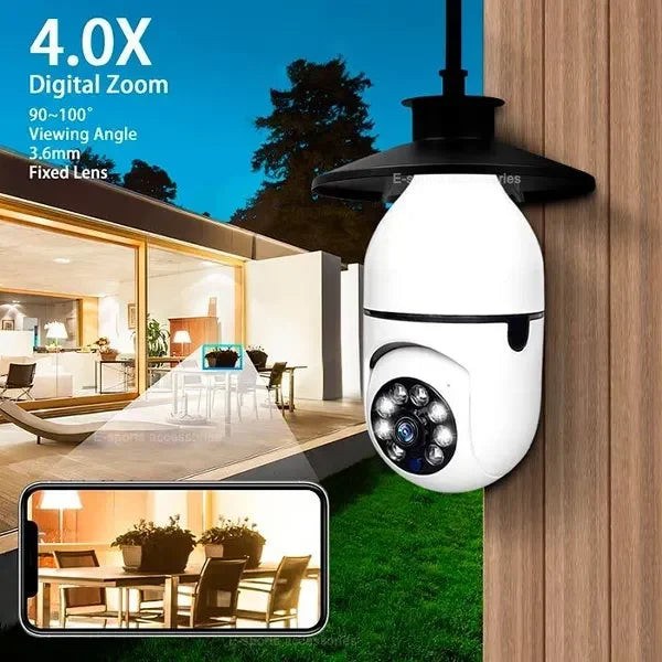 Κρυφή περιστρεφόμενη WiFi Κάμερα Λάμπα 1080p με Υποδοχή για Κάρτα Μνήμης