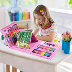 Σετ Ζωγραφικής 208 τεμαχίων με βαλιτσάκι μεταφοράς σε ρόζ και μπλέ χρώμα