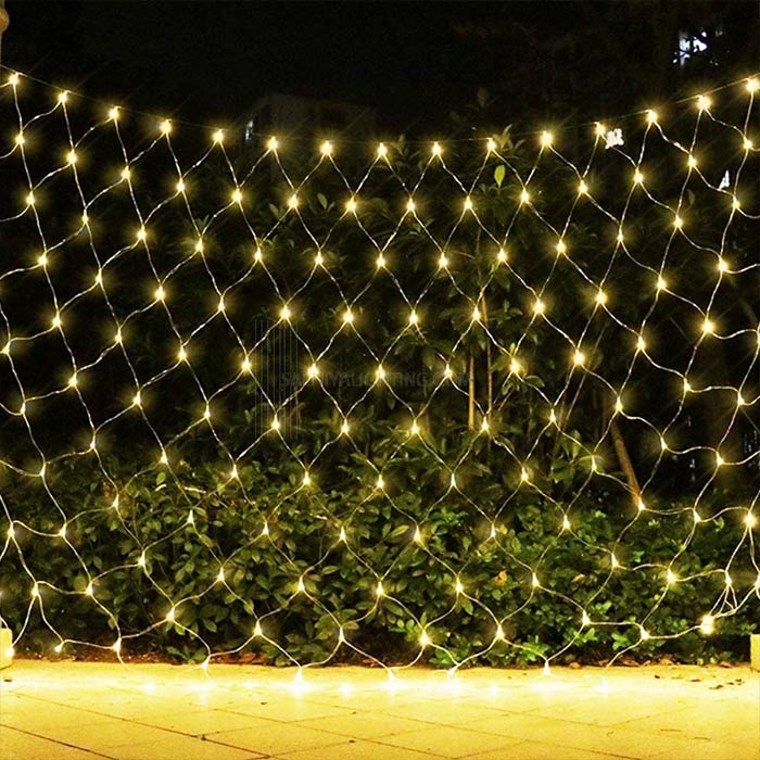 Χριστουγεννιάτικα Λαμπάκια Δίχτυ LED Θερμό Χρώμα με Διαφανές Καλώδιο 3m x 2m 192 LED