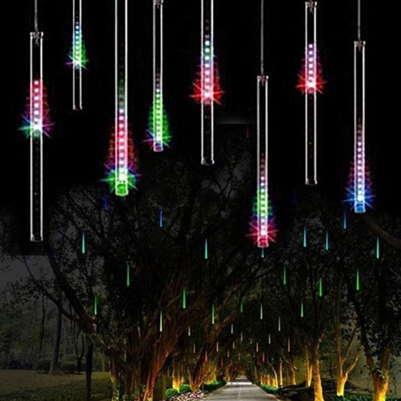 Χριστουγεννιάτικη LED Βροχή Μετεωριτών 8τμχ x 50cm Πολύχρωμος RGB Φωτισμός - Βροχή Μετεωριτών