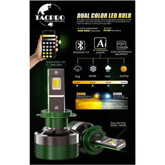 TACPRO Δίχρωμη LED Λάμπα αυτοκινήτου H1 με Bluetooth και ρυθμιζόμενη θερμοκρασία φωτός (3000Κ-10000Κ)