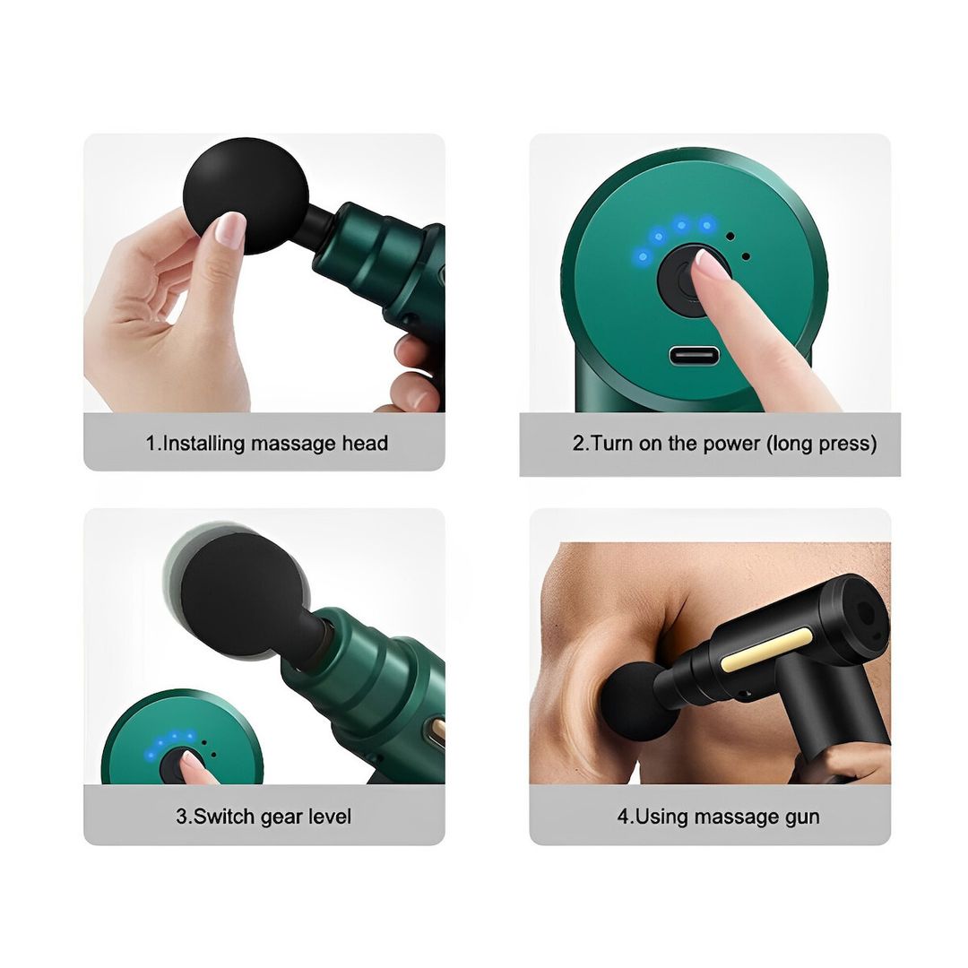 Massage Gun Συσκευή Μασάζ Για Το Σώμα Με 4 Κεφαλές