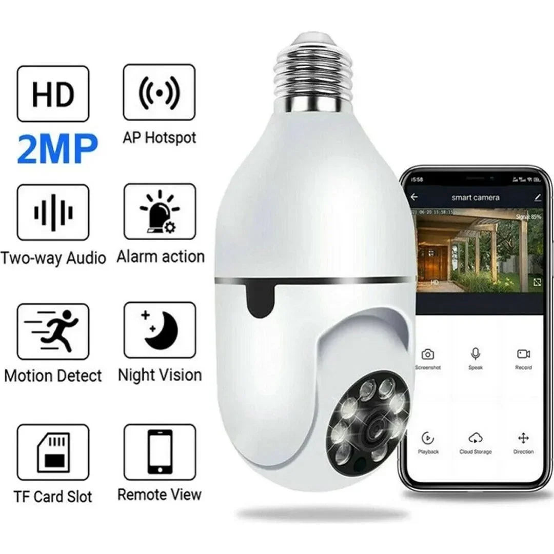 Κρυφή περιστρεφόμενη WiFi Κάμερα Λάμπα 1080p με Υποδοχή για Κάρτα Μνήμης