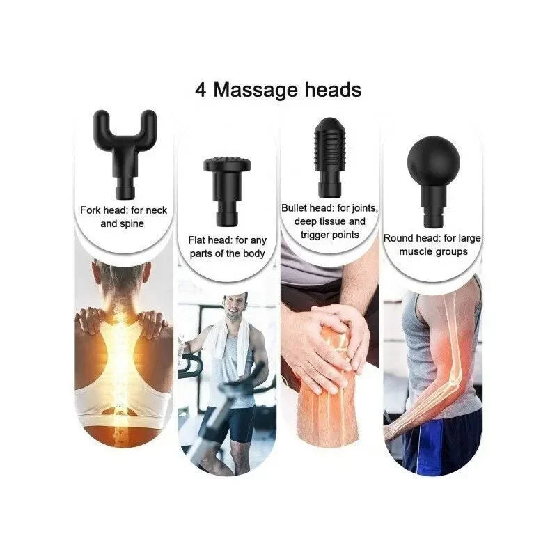 Massage Gun Συσκευή Μασάζ Για όλο Το Σώμα Με 4 Κεφαλές