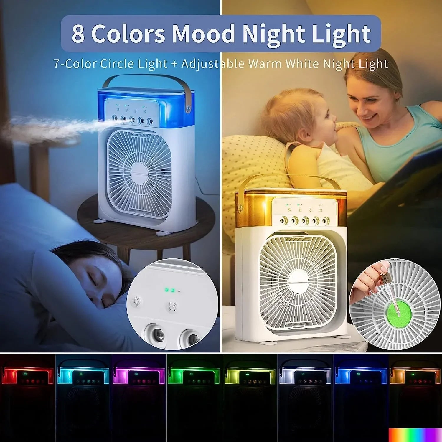 Ανεμιστήρας / Air Cooler και Υγραντήρας με Φωτισμό LED